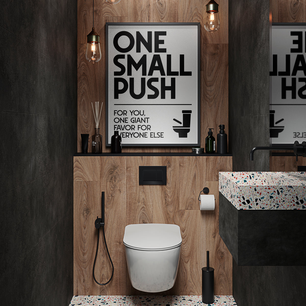 ONE SMALL PUSH | Bathroom Print