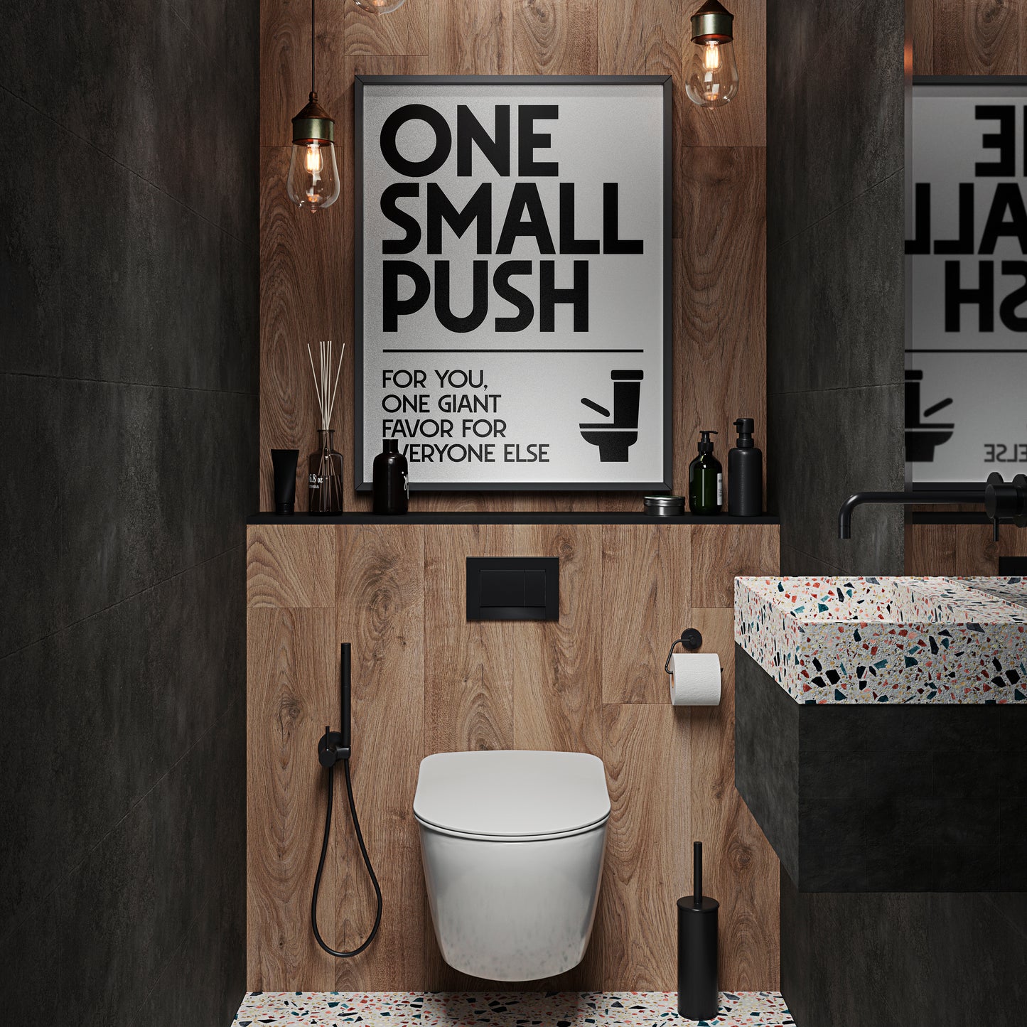 ONE SMALL PUSH | Bathroom Print