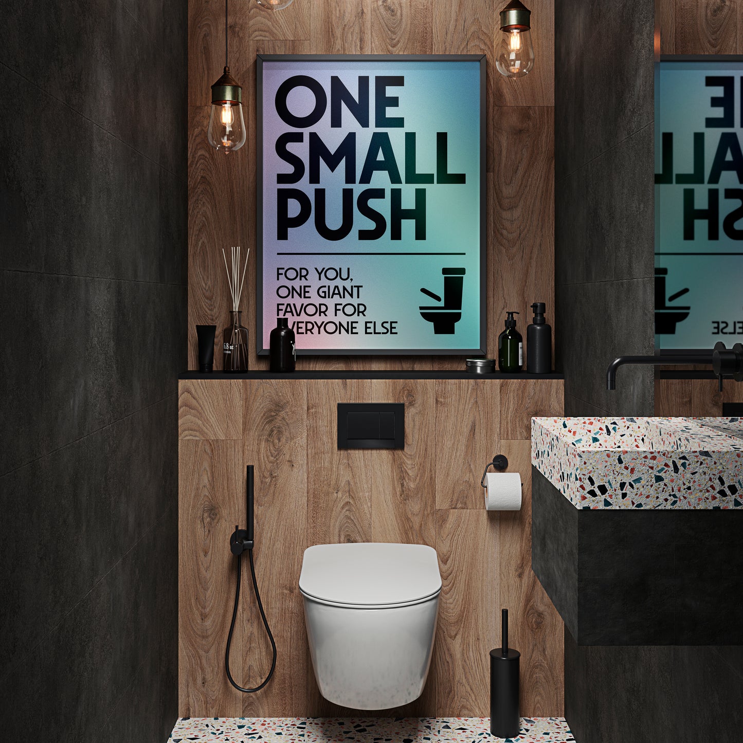 ONE SMALL PUSH | Bathroom Print